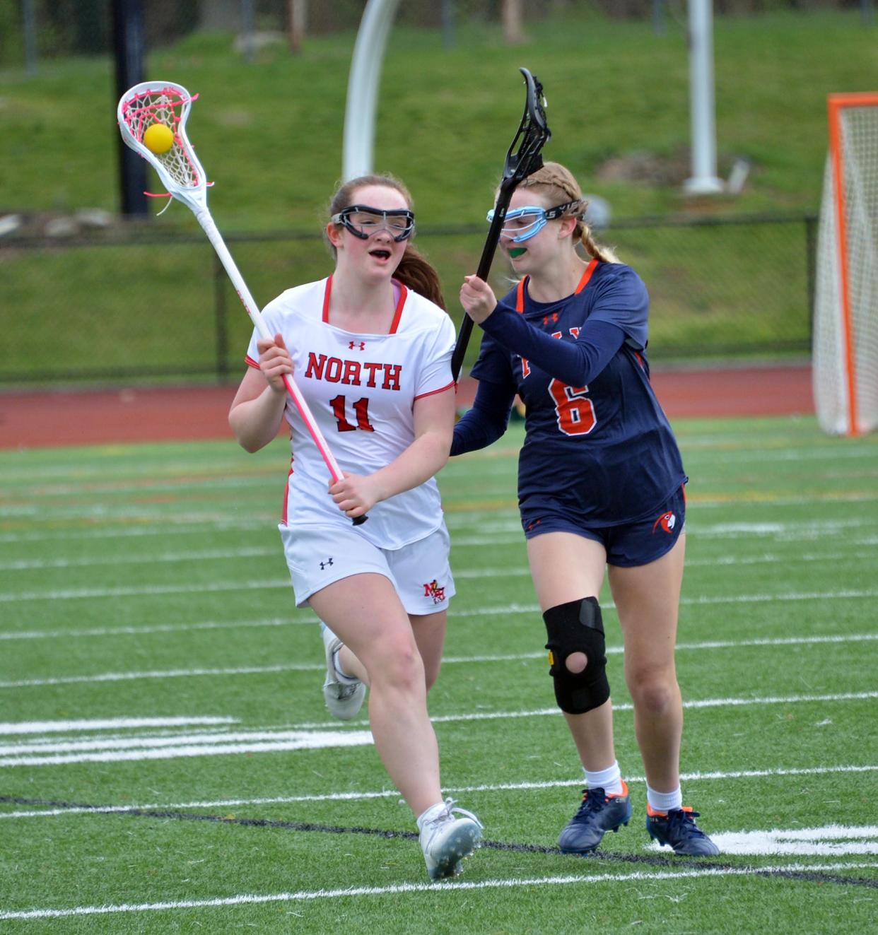 North Hagerstown's Sadie Morton has possession against Baltimore Poly.