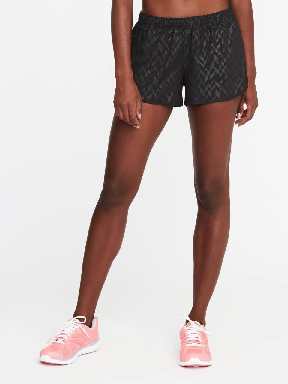 Old Navy Semi-Fitted Run Shorts for Women in Embossed, $12