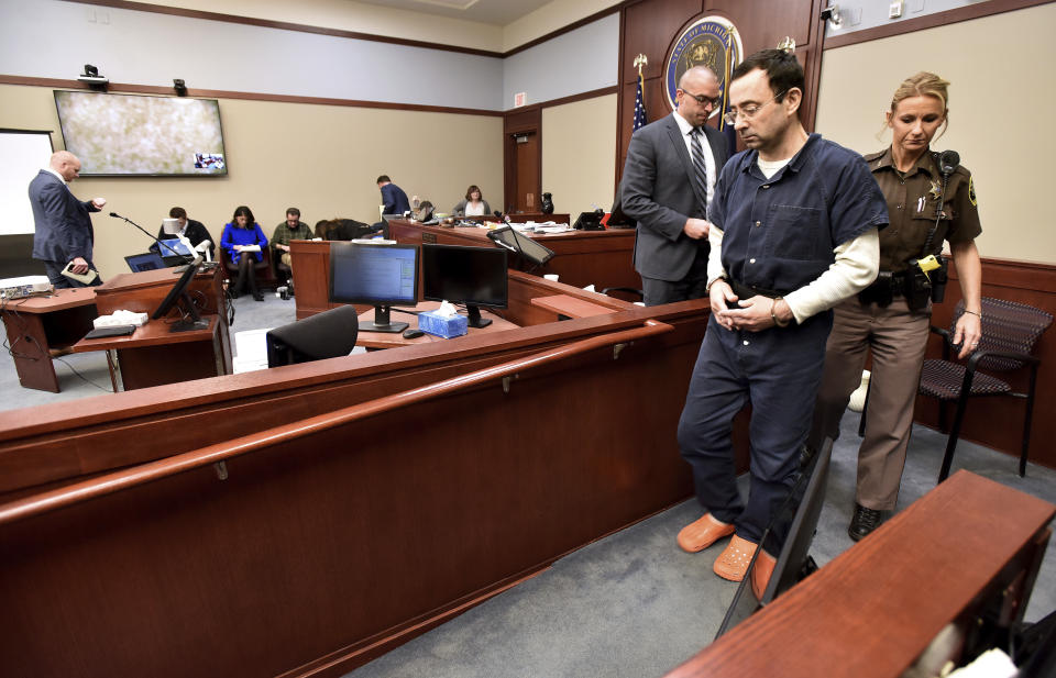 Starting nearly 20 years before he was arrested, victims of Larry Nassar’s abuse told Michigan State employees about what they were experiencing, and they did nothing. (Detroit News via AP)