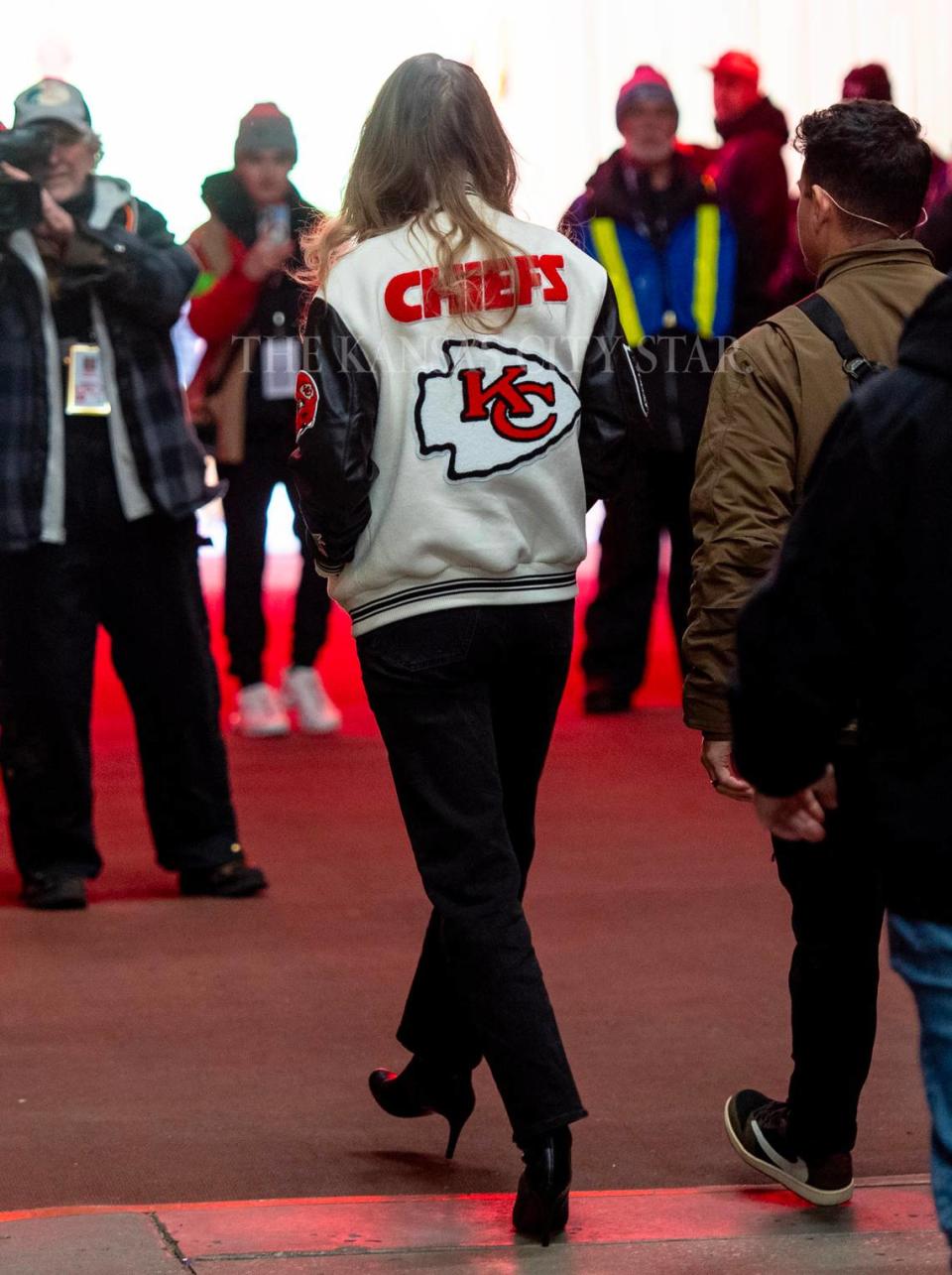Pop star Taylor Swift arrives to an NFL football game between the Kansas City Chiefs and the Cincinnati Bengals at GEHA Field at Arrowhead Stadium on Sunday, Dec. 31, 2023, in Kansas City.