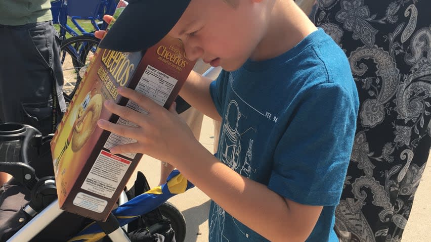 Ty Gibson brought his own pinhole camera to view the eclipse.