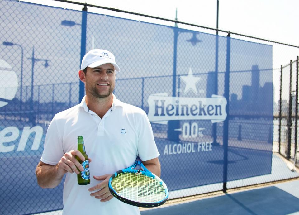 2003 U.S. Open men's champion Andy Roddick in a Heineken 0.0 promo shot (courtesy Heineken)