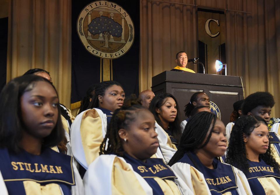 Sep 1, 2022; Tuscaloosa, AL, USA; Montgomery Mayor Steven L. Reed was the featured speaker at the Stillman College Fall Convocation Thursday, Sept. 1, 2022, in Tuscaloosa.. Mandatory Credit: Gary Cosby Jr.-Tuscaloosa News