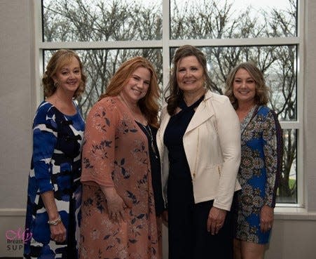 From left to right are Fashion Show Committee members Jeanette Poulin, Amy Howard, Jennie Halstead, Jody Woodward.