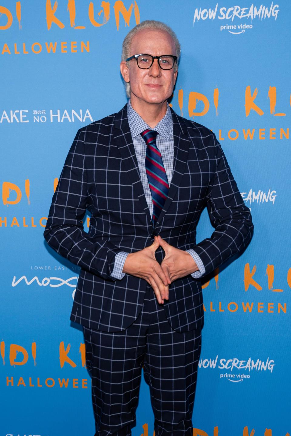 Jeremy Scott dressed as Tim Gunn for Heidi Klum's annual Halloween party