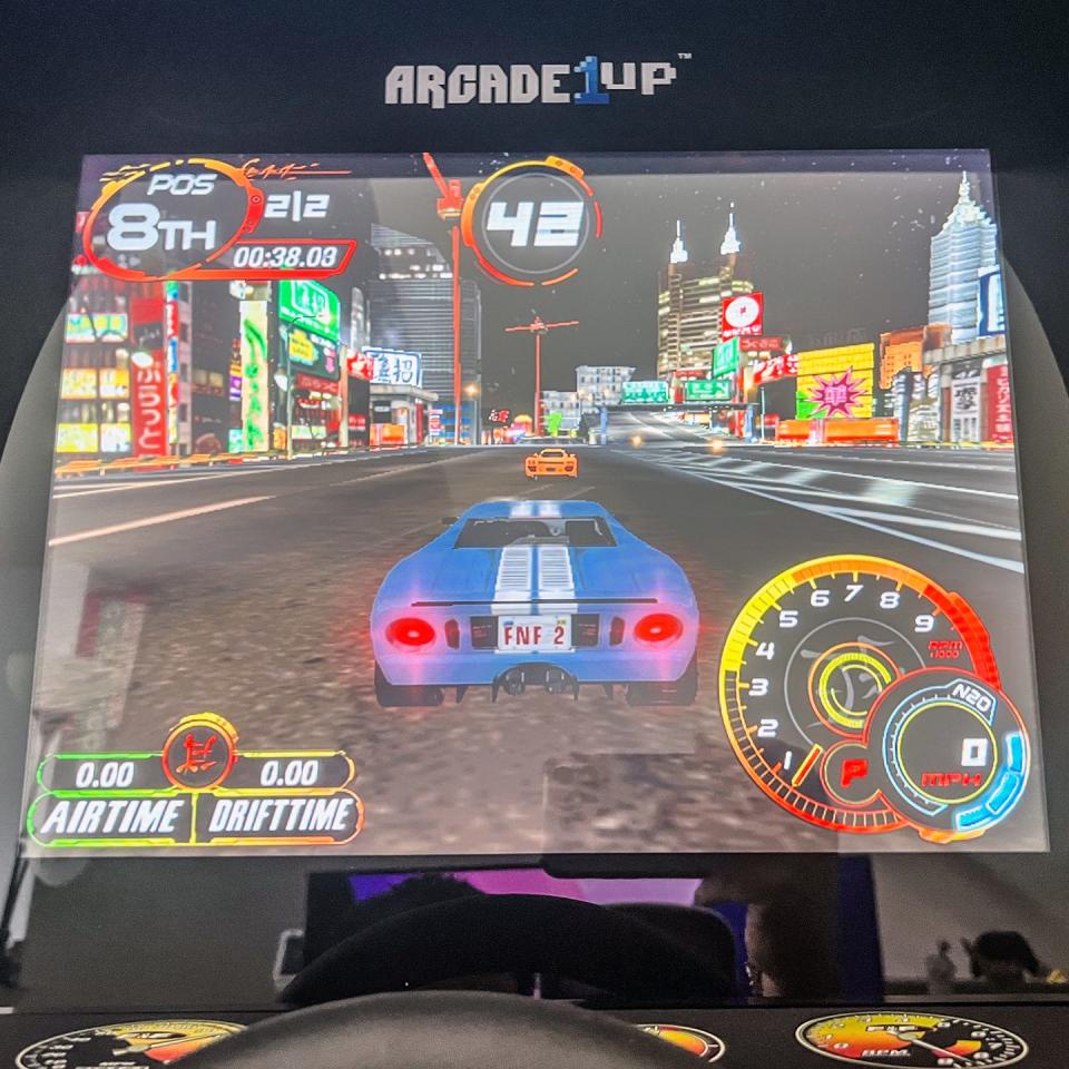 a car starting a race on the arcade 1up machines screen