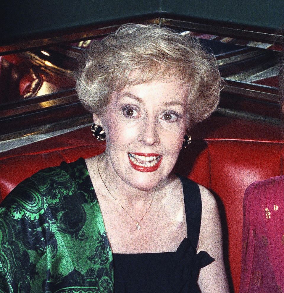 Actress Georgia Engel, who played Georgette on "The Mary Tyler Moore Show" appears at the Russian Tea Room in New York on Aug. 30, 1992. Engel, who amassed a string of other TV and stage credits, died on April 12 at age 70. (AP Photo/Malcolm Clarke)