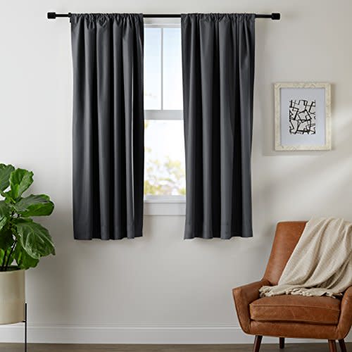 AmazonBasics Room Darkening Blackout Window Curtains with Tie Backs Set, 42" x 63", Black (Amazon / Amazon)