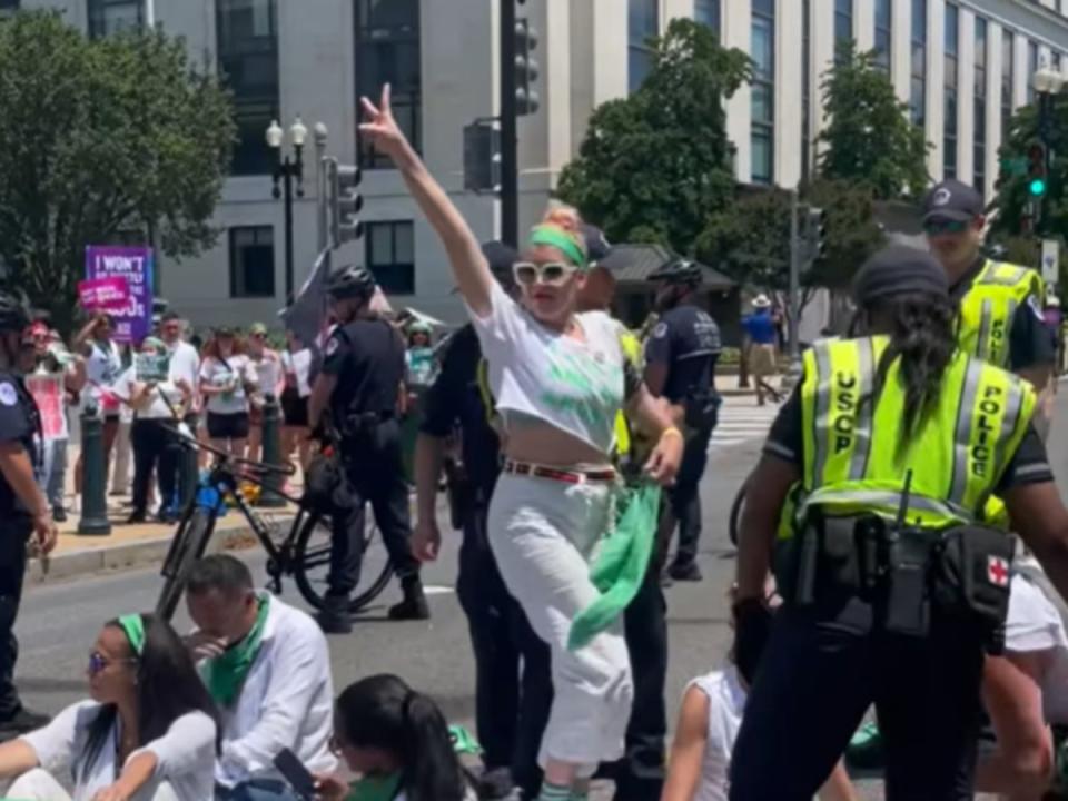 Philipps being arrested outside the Supreme Court (Busy Philipps via Instagram)