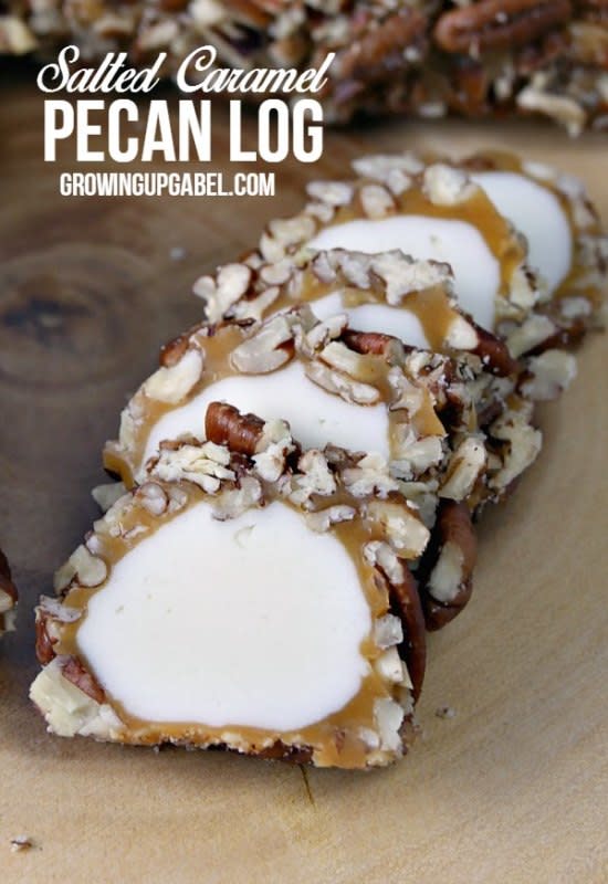 <p>Growing Up Gabel</p><p>This pecan log recipe makes a fabulous Christmas candy gift perfect for friends, neighbors, teachers—or anyone on your Christmas list. </p><p><strong>Get the recipe: <a href="https://growingupgabel.com/salted-caramel-pecan-log-recipe/" rel="nofollow noopener" target="_blank" data-ylk="slk:Salted Caramel Pecan Log;elm:context_link;itc:0;sec:content-canvas" class="link rapid-noclick-resp">Salted Caramel Pecan Log</a></strong></p>