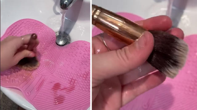 Mat makes fast work of cleaning makeup brushes