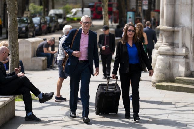 Jeremy Vine arrives at the Royal Courts of Justice in London