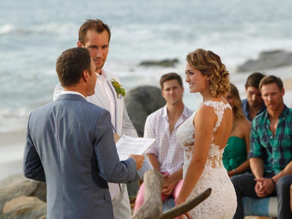 Marcus Grodd and Lacy Faddoul during their beachside wedding ceremony on season 2 of "Bachelor in Paradise."