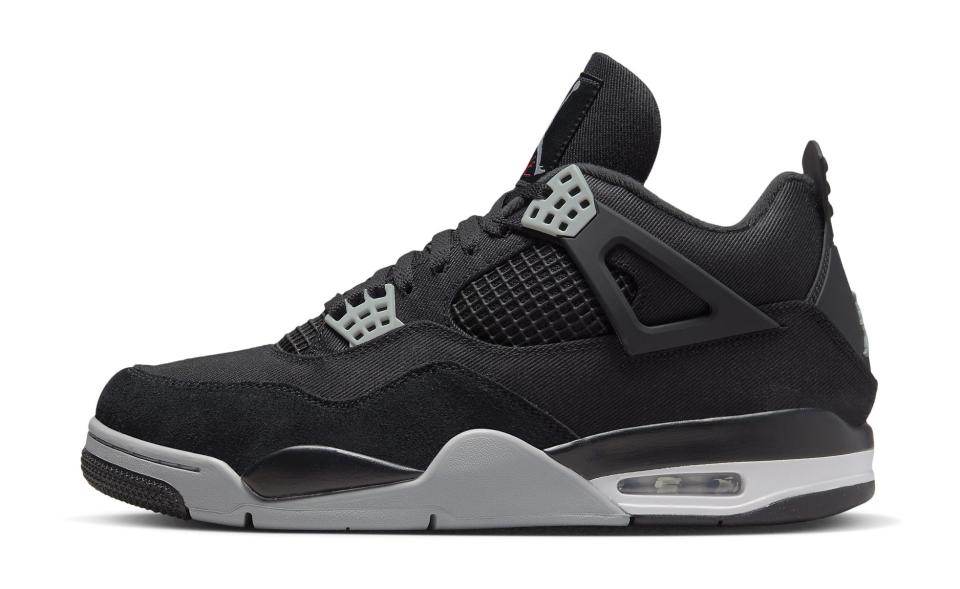 The lateral side of the Air Jordan 4 “Black and Light Steel.” - Credit: Courtesy of Nike