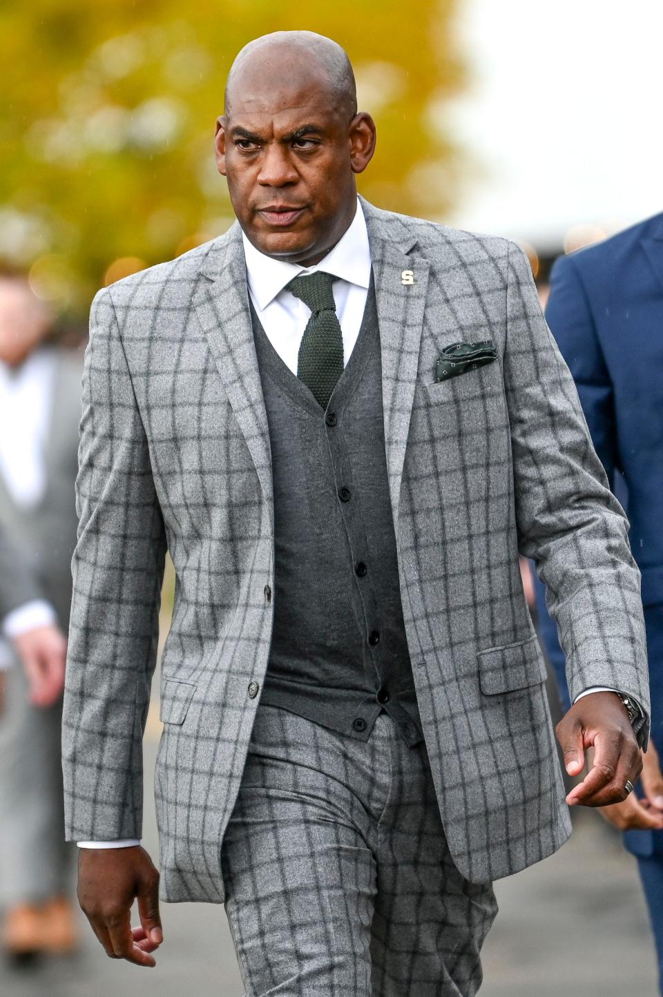 Michigan State head coach Mel Tucker walks to Spartan Stadium with the team before the game against Maryland on Saturday, Nov. 13, 2021, in East Lansing.