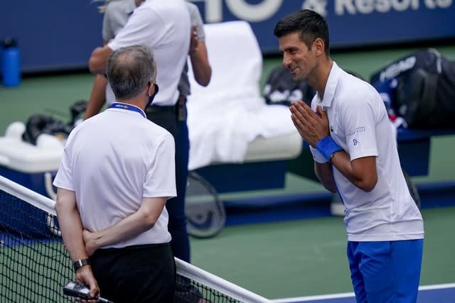 Novak Djokovic pleads with tournament referee Soeren Friemel