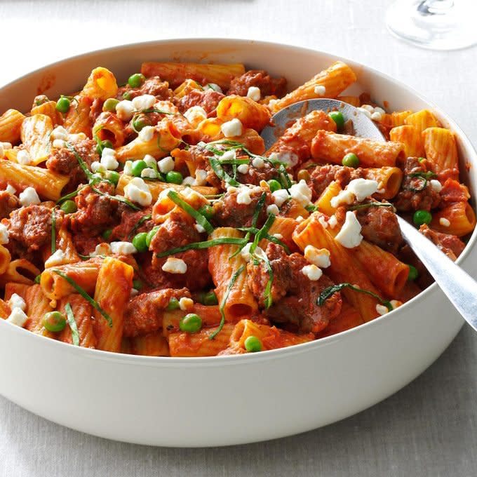 Rigatoni with Sausage & Peas