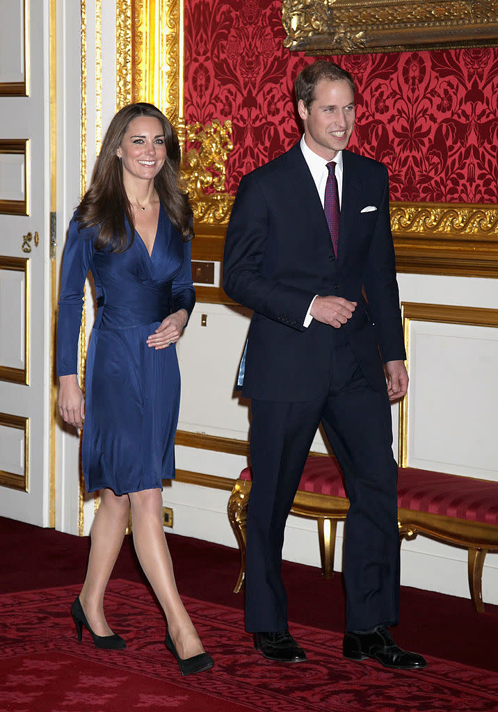 The real Prince William and Kate Middleton officially announced their engagement on November 16, 2010 in London.  (Photo: Getty Images)