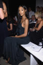 <p>Jourdan Dunn looked absolutely stunning in a slinky black dress as she joined Uma Thurman on the Zac Posen FROW.<i> [Photo: Getty]</i></p>