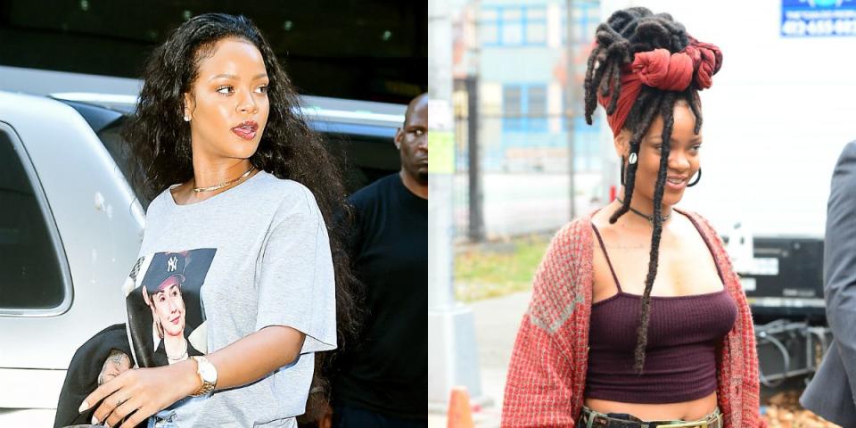 <p>La déesse de la Barbade adore changer de look capillaire ! RiRi est donc passée du look mèches longues et bouclées à celui de dreads sexy en l’espace de quelques semaines ! <em>(Photos : Getty/October 2016)</em> </p>