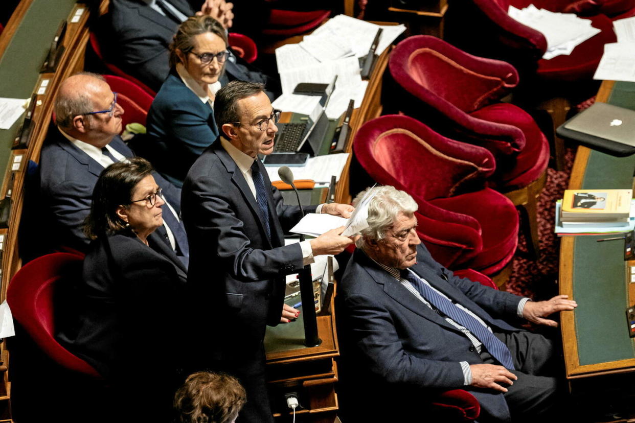 Le groupe Les Républicains au Sénat et son patron, Bruno Retailleau.  - Credit:Blondet Eliot / Blondet Eliot/ABACA