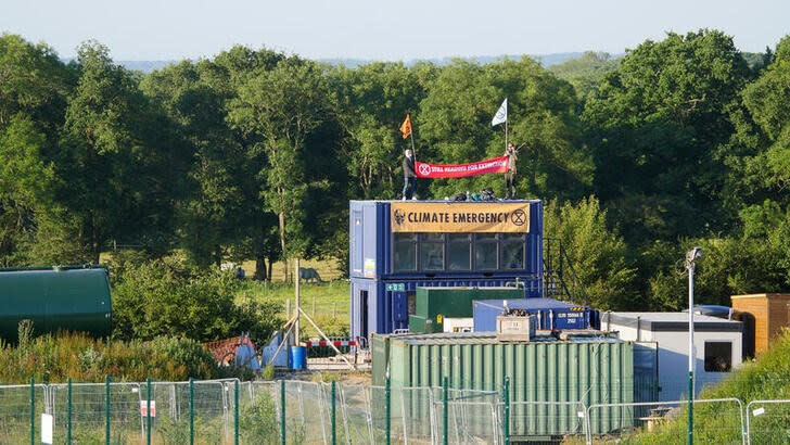 Extinction Rebellion activists protest at the Horse Hill oilfield