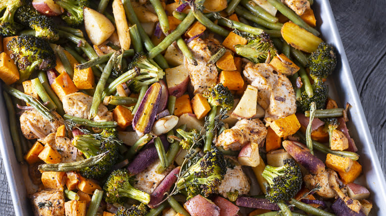 sheet pan of roasted vegetables