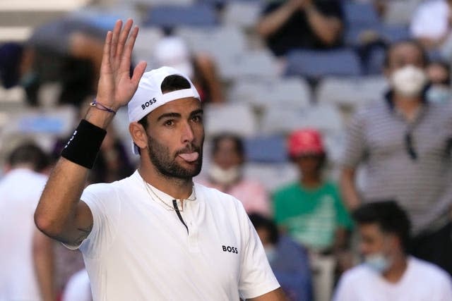 Matteo Berrettini celebrates his victory over Stefan Kozlov