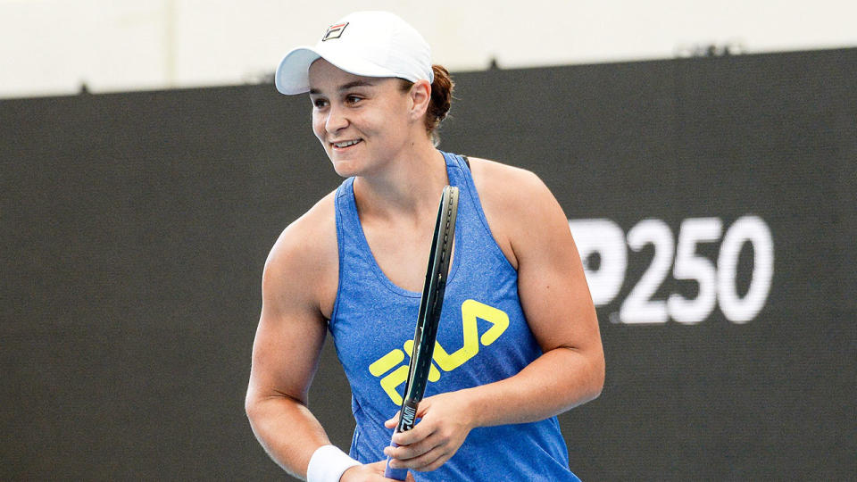 Pictured here, Ash Barty training ahead of the 2022 Australian Open. 