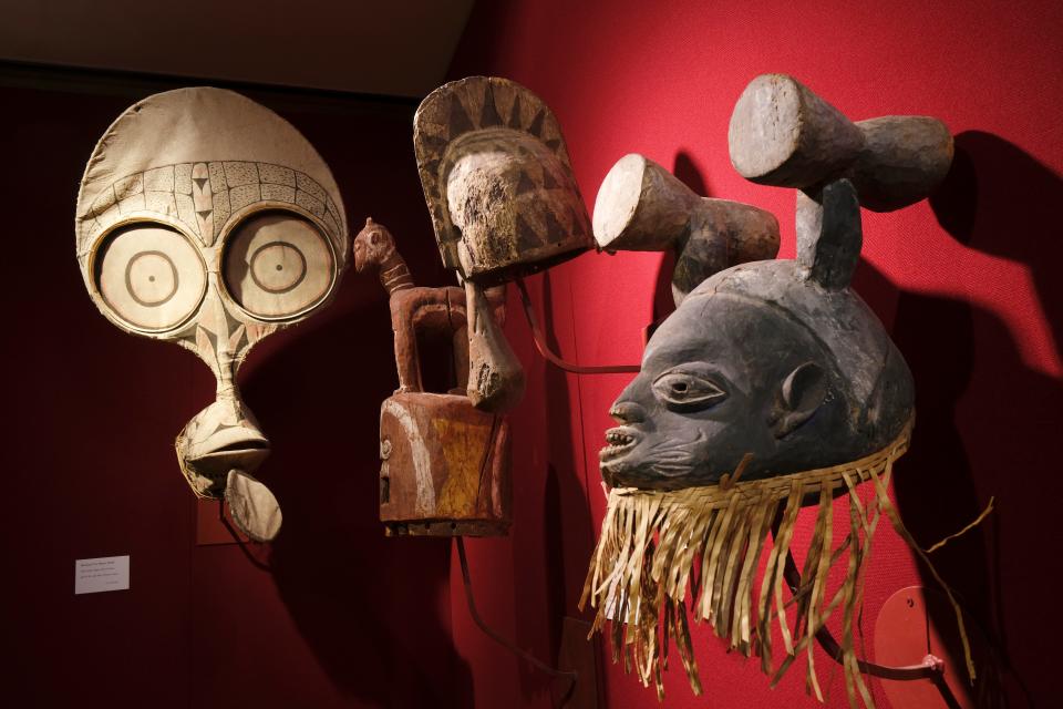 The Mabee-Gerrer Museum of Art displays several masks from its African and Oceanic collection March 1, 2022. The Shawnee museum is more than a century old and one of Oklahoma's oldest museums.