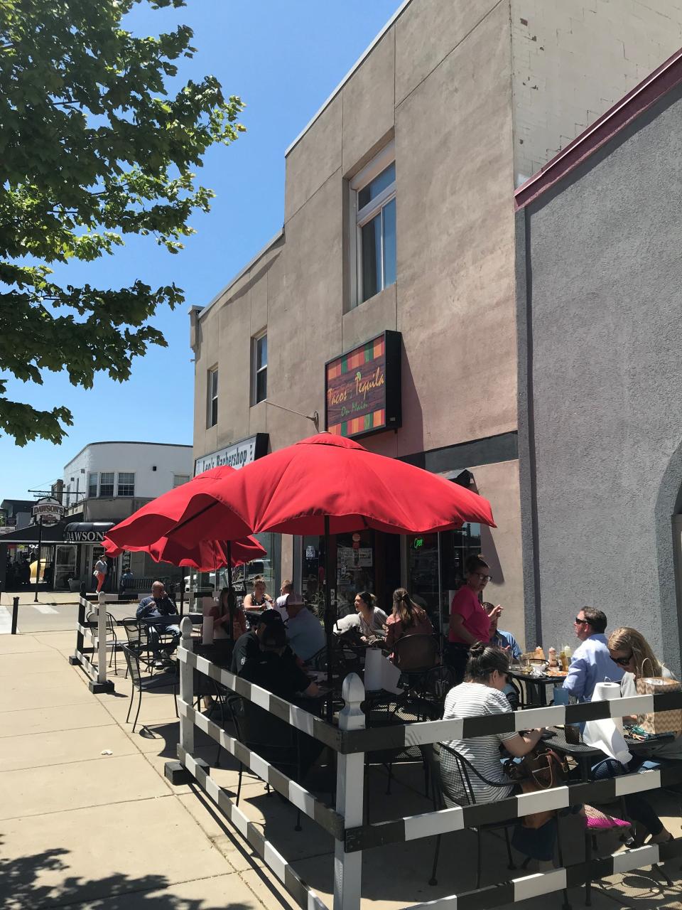 Lunch diners at Tacos and Tequila on Main Street in Speedway.