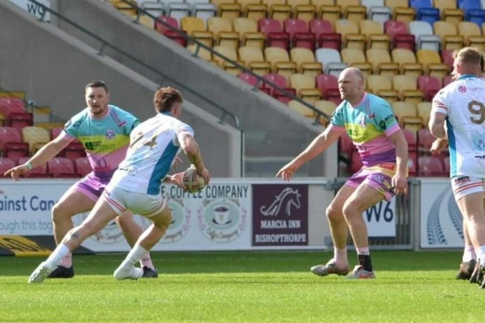 Shay North (Cain's brother) has the Rugby League Allstars on the back foot during the match in York <i>(Image: OSCAR's)</i>