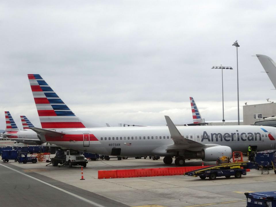 An American Airlines Boeing 737 800 sits at a gate at Los Angeles International Airport: DANIEL SLIM/AFP/Getty Images