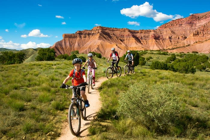 Family mountain biking near Fruita, Colorado