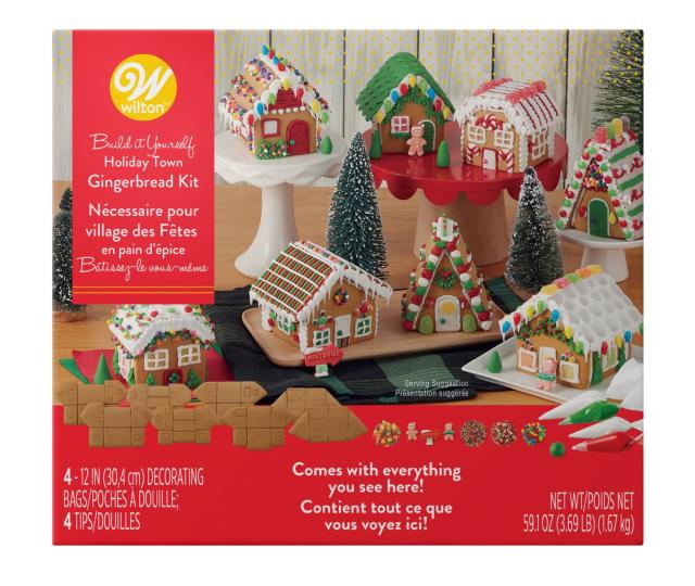 Wilton Pre-Built Holiday House Christmas Gingerbread Kit, 6-Piece