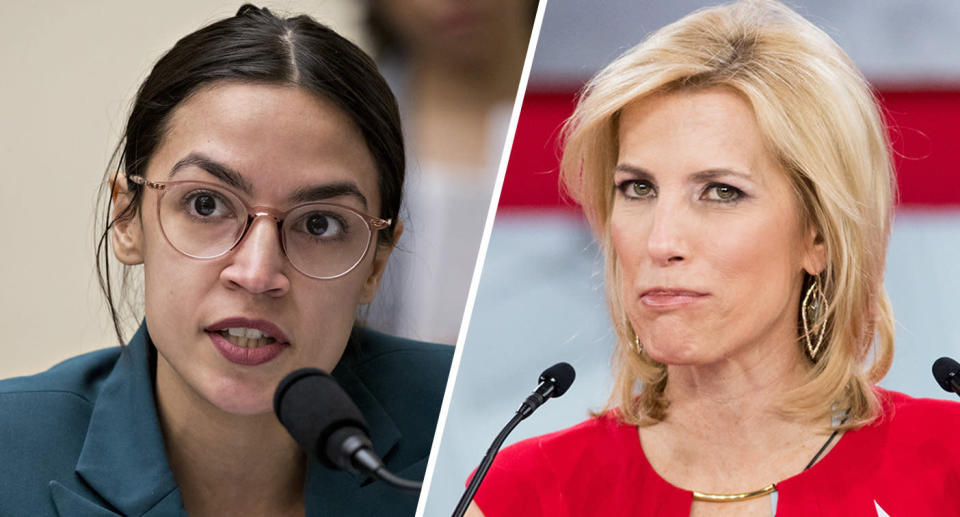 Alexandria Ocasio-Cortez; Laura Ingraham (Photos: Andrew Harrer/Bloomberg via Getty Images; Michael Brochstein/SOPA Images/LightRocket via Getty Images)