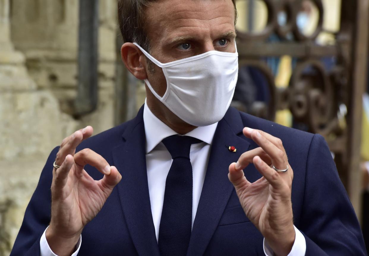 Emmanuel Macron à Condom (Gers), le 18 septembre 2020. - GEORGES GOBET / POOL / AFP