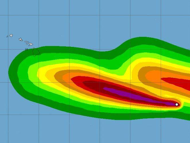 Tropical Storm Erick is strengthening into a hurricane as it moves towards Hawaii.The US National Hurricane Center said the storm was moving westwards across the eastern Pacific.On Sunday Erick was about 1,560 miles east-southeast of Hawaii and had maximum wind speeds of 65 mph.A centre spokesperson said the storm could grow into a major hurricane on Tuesday.But Erick is expected to lose strength on Wednesday and gradually weaken back into a tropical storm before passing near the Hawaiian islands.The state is expected to see increased rainfall due to Erick but it is unclear if the storm will make landfall there.Last year Tropical Storm Lane brought more rain to the state than any similar event from the previous 68 years.A second tropical depression is currently southwest of Mexico and is expected to become a tropical storm named Flossie later on Monday.Additional reporting by agencies