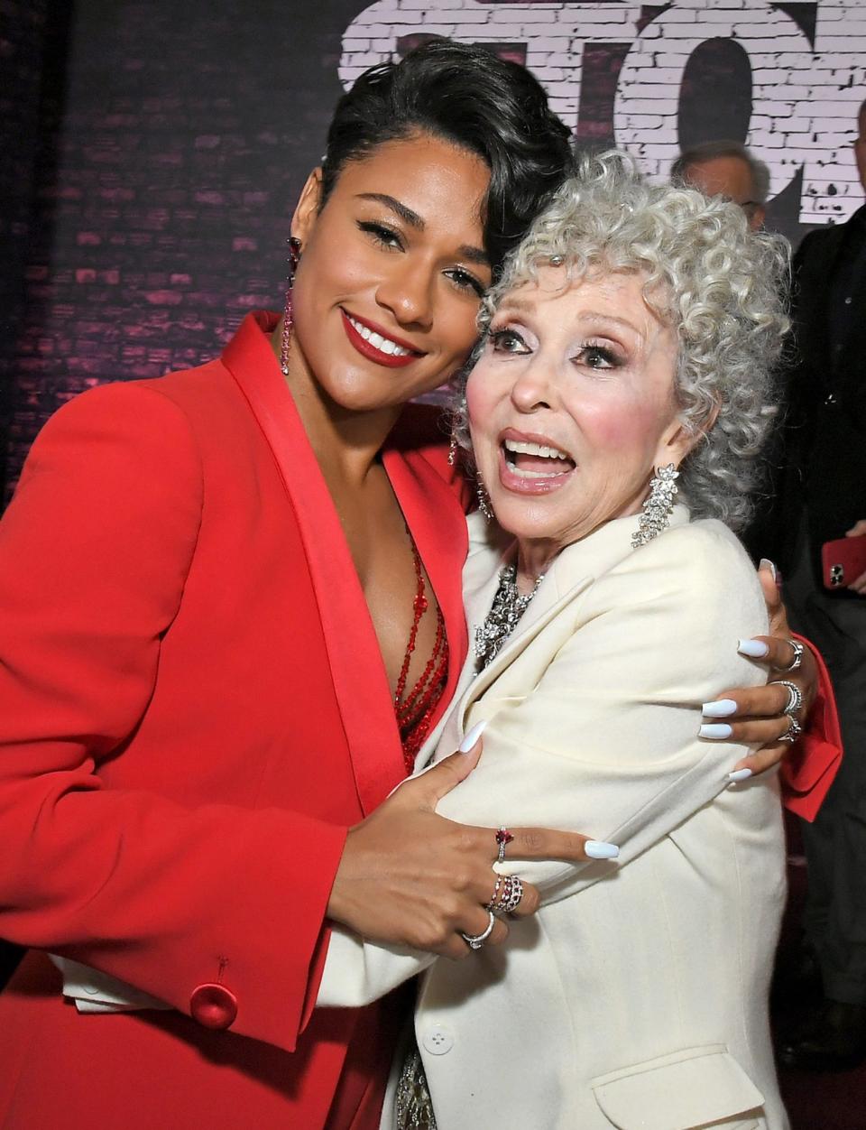 <p>Ariana DeBose and Rita Moreno get together at the Los Angeles premiere of <em>West Side Story</em> at the El Capitan Theatre in Hollywood on Dec. 7.</p>