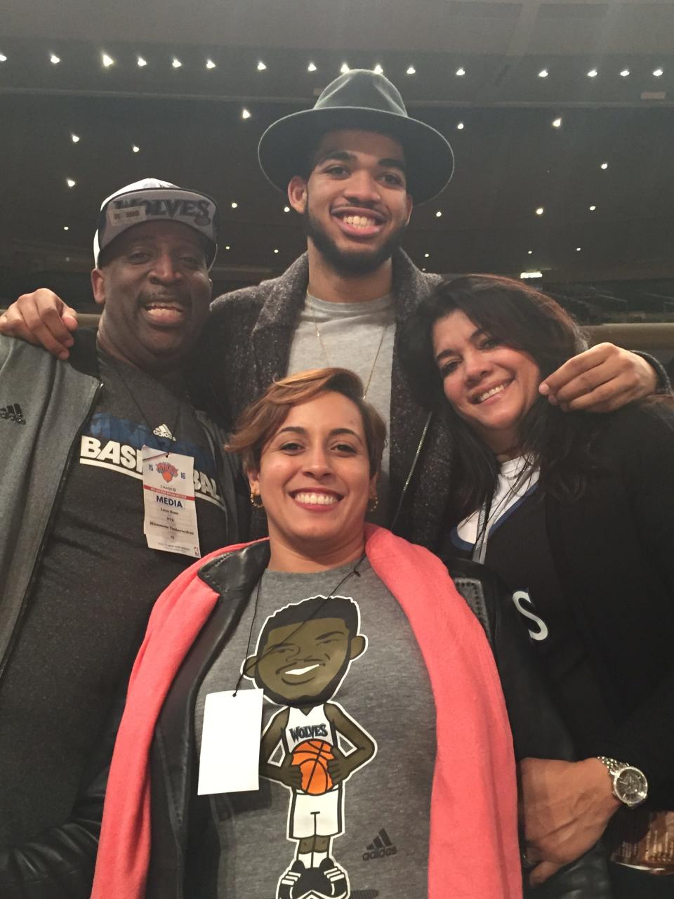 Karl-Anthony Towns with his mother, Jacqueline (right); his father, Karl Sr.; and his sister, Lachelle Porter.