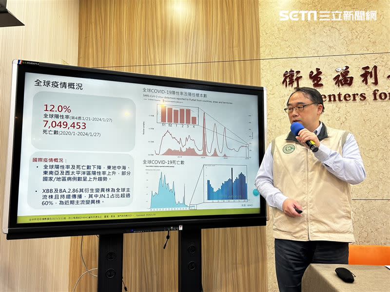 疾管署副主任郭宏偉說明新冠疫情。（圖／記者簡浩正攝影）