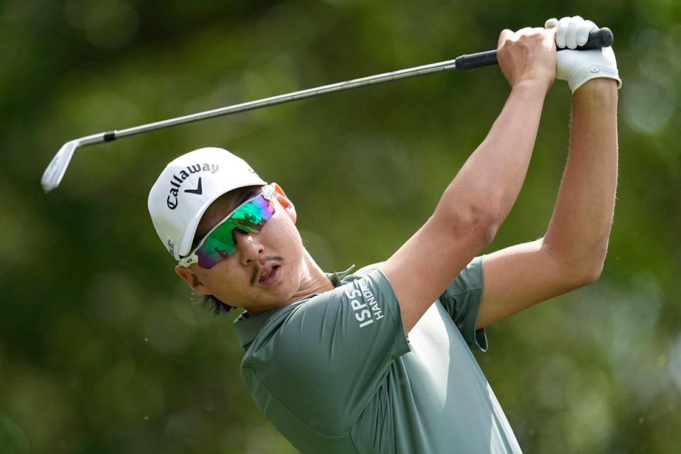 Min Woo Lee on Par 3 day at the Masters (AP)