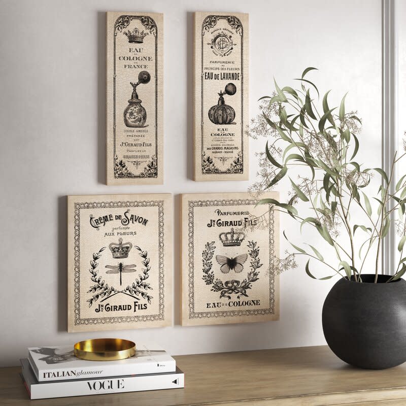 4 Piece Graphic Art Print Set. Image via Wayfair.