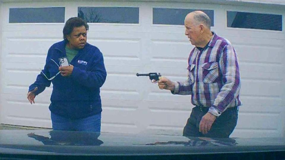 Lo-Letha Hall’s dashcam in her car captured her attempting to leave as William Brock held her at gunpoint. (Courtesy Photo/Clark County Sheriff’s Office)