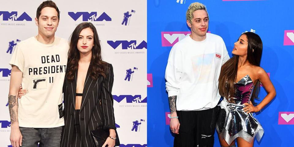 <p>Pete Davidson and Ariana Grande gave new meaning to a summer romance when they <a href="https://www.cosmopolitan.com/entertainment/a20975420/ariana-grande-pete-davidson-relationship-timeline/" rel="nofollow noopener" target="_blank" data-ylk="slk:started dating in June 2018;elm:context_link;itc:0;sec:content-canvas" class="link ">started dating in June 2018</a>. The couple were engaged within a matter of months, even though a few months before getting together, they were both in serious relationships—Grande with rapper Mac Miller and Davidson with Cazzie David. </p>