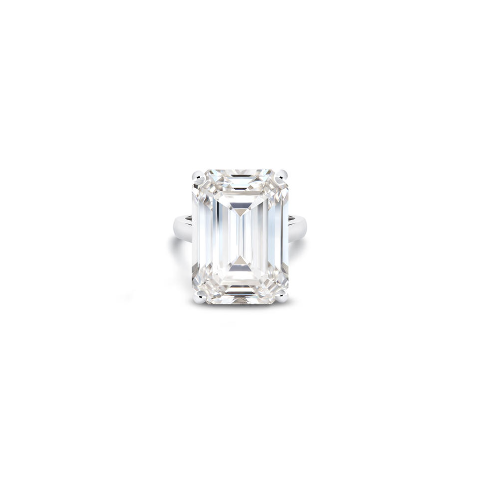 A 26.07-carat emerald cut diamond from the De Beers 1888 Master Diamonds collection - Credit: Courtesy of De Beers