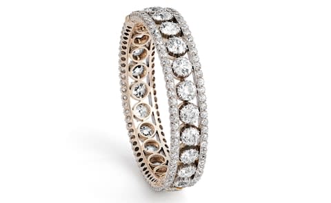 Silver and gold Victorian bracelet featuring 29.80 carats of old-cut diamonds, at Hancocks 