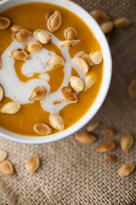 <strong>Get the <a href="http://naturallyella.com/2012/10/08/curried-pumpkin-and-coconut-soup/" target="_blank">Curried Pumpkin And Coconut Soup recipe</a> from Naturally Ella</strong>