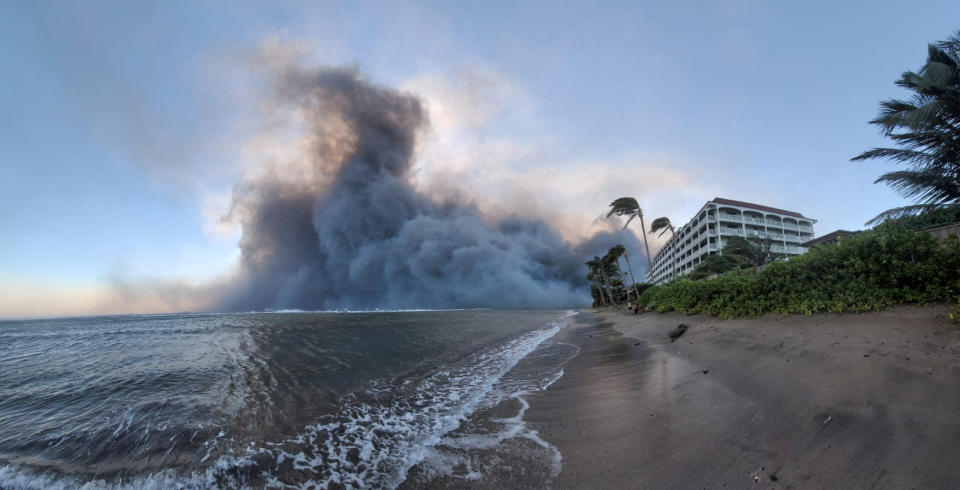 Smoke billows near Lahaina, Hawaii