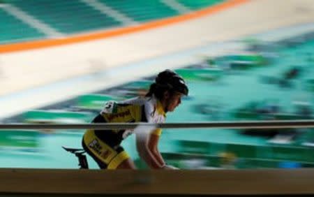 Cycling - 2016 Rio Olympics Test Event - Olympic Velodrome - Rio de Janeiro, Brazil - 26/6/2016 - A rider competes during media visit. REUTERS/Sergio Moraes